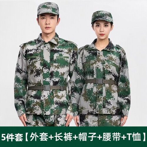 纯棉军训服迷彩服套装大学男女夏季初高中绿色耐磨上衣户外校服