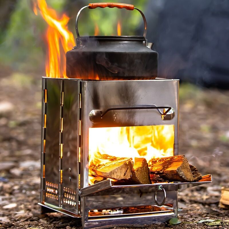 户外不锈钢烧烤炉折叠焚火台BBQ柴火炉野营取暖炉木柴烤肉炉烤架