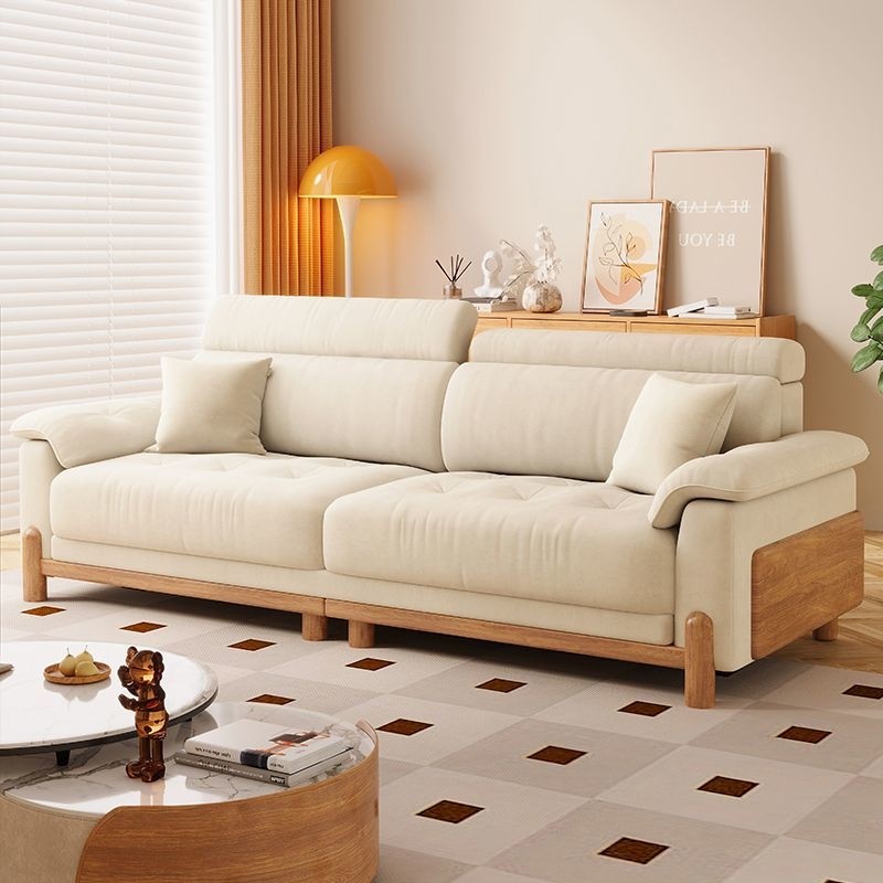 新款日式现代简约原木风布艺沙发客厅小户型客厅卧室直排实木家具