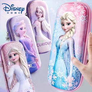 迪士尼笔袋正版 公主苏菲亚冰雪奇缘艾沙公主大容量铅笔袋3D立体小学生EAV防水女儿童文具盒粉色女孩韩国笔盒
