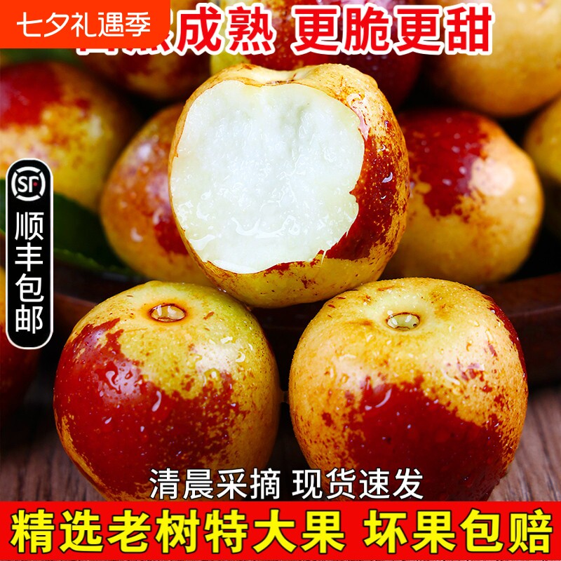 冬枣新鲜脆甜冰糖特大枣子红枣5斤当季水果顺丰产自陕西大荔