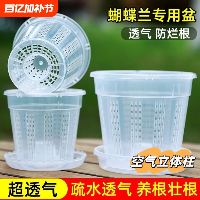 蝴蝶兰专用花盆透明青山盆特大号大口径塑料家用手工耐用种植桌面