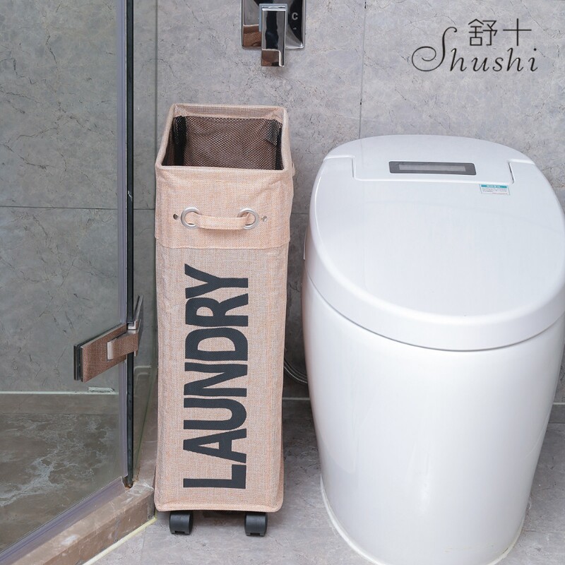 家用洗衣收纳篮批发家居创意可折叠脏衣篓防水带轮子牛津布脏衣篮