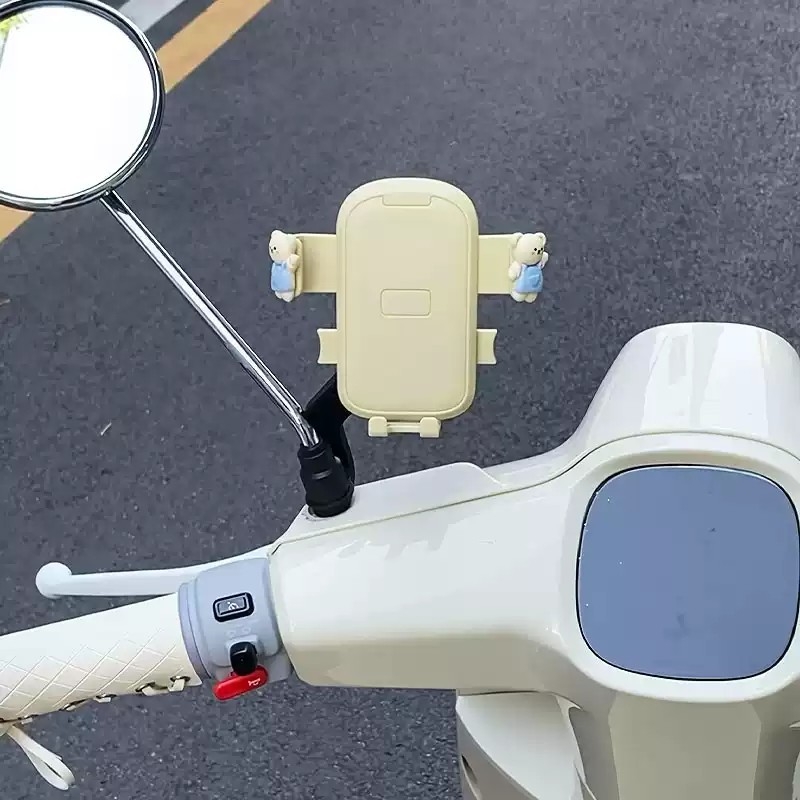 电动车手机支架后视镜支架防震防抖自行车摩托车导航固定支架可爱