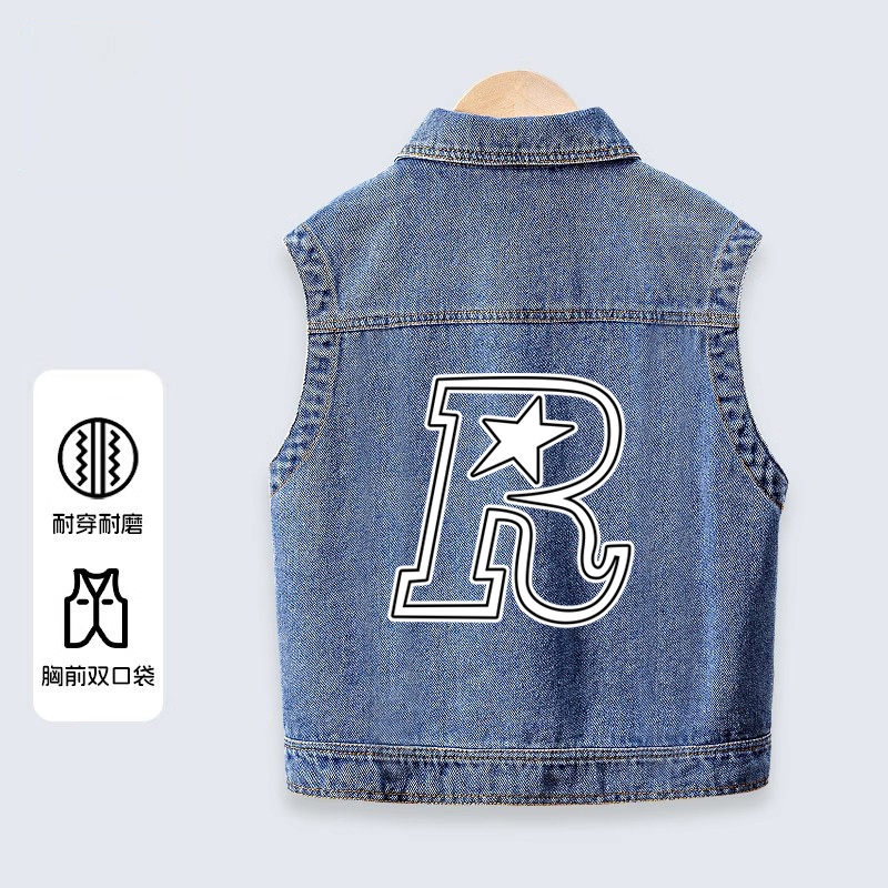 儿童牛仔马甲春秋季宽松叠穿背心