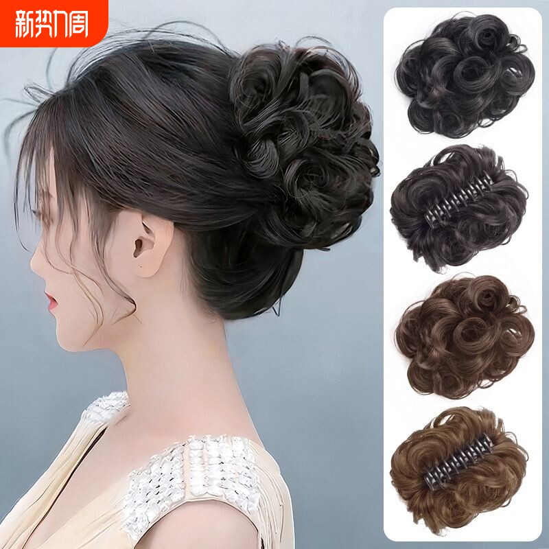 慵懒盘发抓夹花苞丸子头假发女自然蓬松发包后脑饱满增发假发发圈