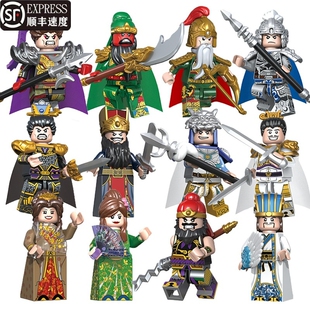 兼容乐高积木三国小侠拼装玩具人仔拼插刘备关羽吕布小人士兵战马