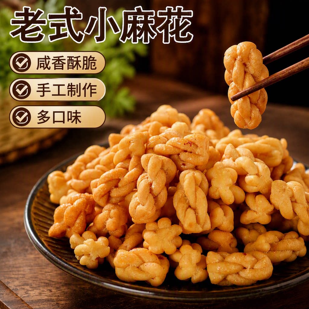手工香酥小麻花独立包装网红休闲零食糕点心解馋小吃散装整箱批发