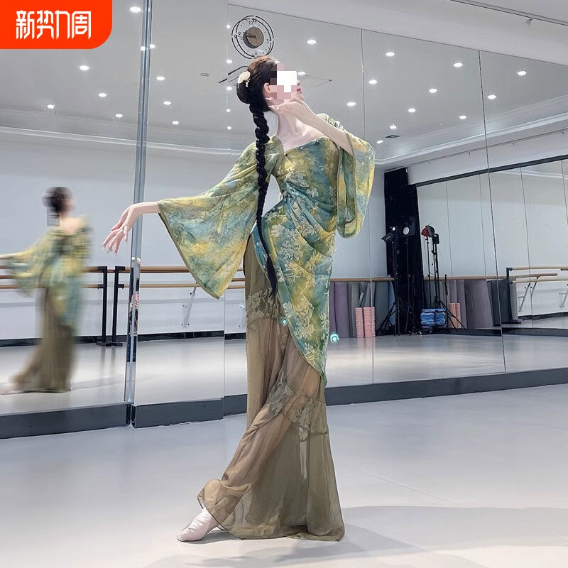 古典舞服装新中式日常可穿舞蹈服高弹力纱衣套装