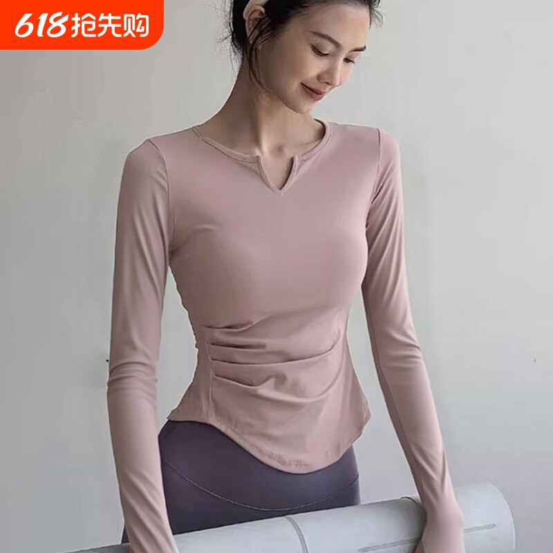 瑜伽服女跑步运动上衣紧身训练长袖防晒速干t恤健身上衣秋季新款