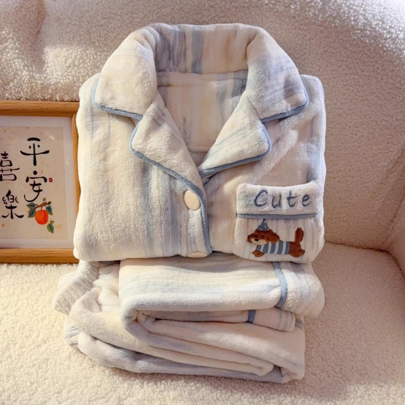 秋冬季加厚珊瑚绒女童家居服睡衣