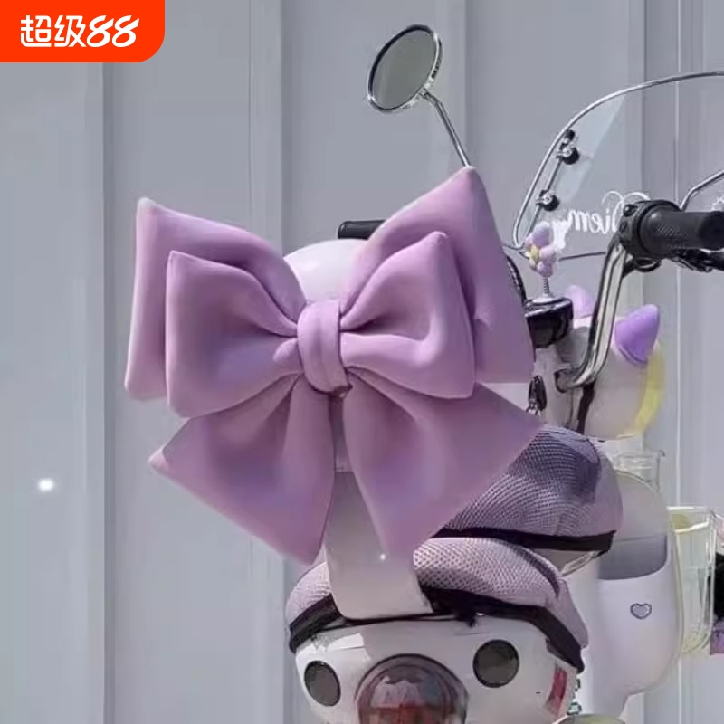 摩托机车电瓶电动车汽车尾贴高颜值头盔立体布艺网红蝴蝶结装饰品