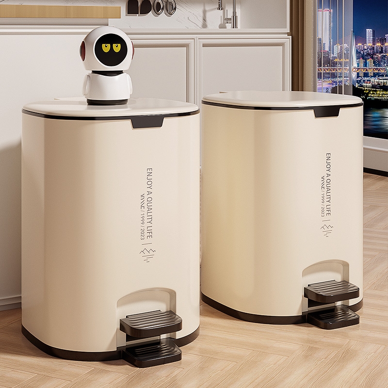 脚踏式！家用静音缓降垃圾桶