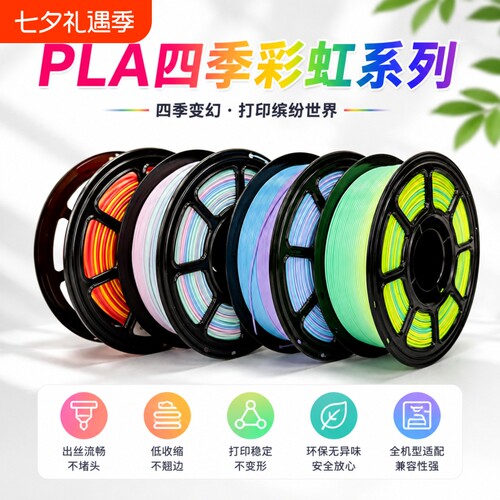 PLA彩虹渐变不堵头适配拓竹