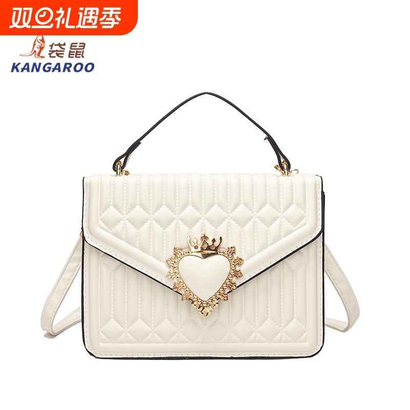 KANGAROO/袋鼠简约时尚压痕手提包单肩小方女包女休闲包斜挎