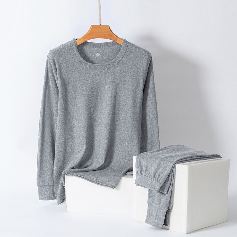 秋冬新款男士秋衣秋裤套装纯棉薄款保暖内衣青少年棉毛衫上衣贴身