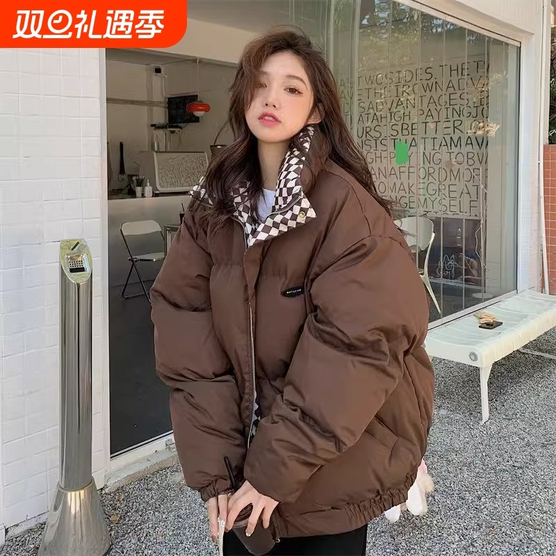 户外棉服外套女2023冬季新款羽绒面包服ins韩版宽松棉黑色白色