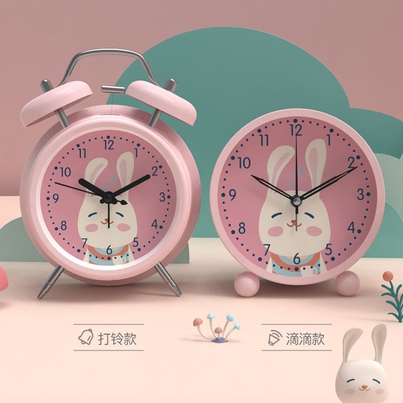 闹钟学生专用卡通可爱卧室时钟儿童男女孩静音创意夜光床头座钟表