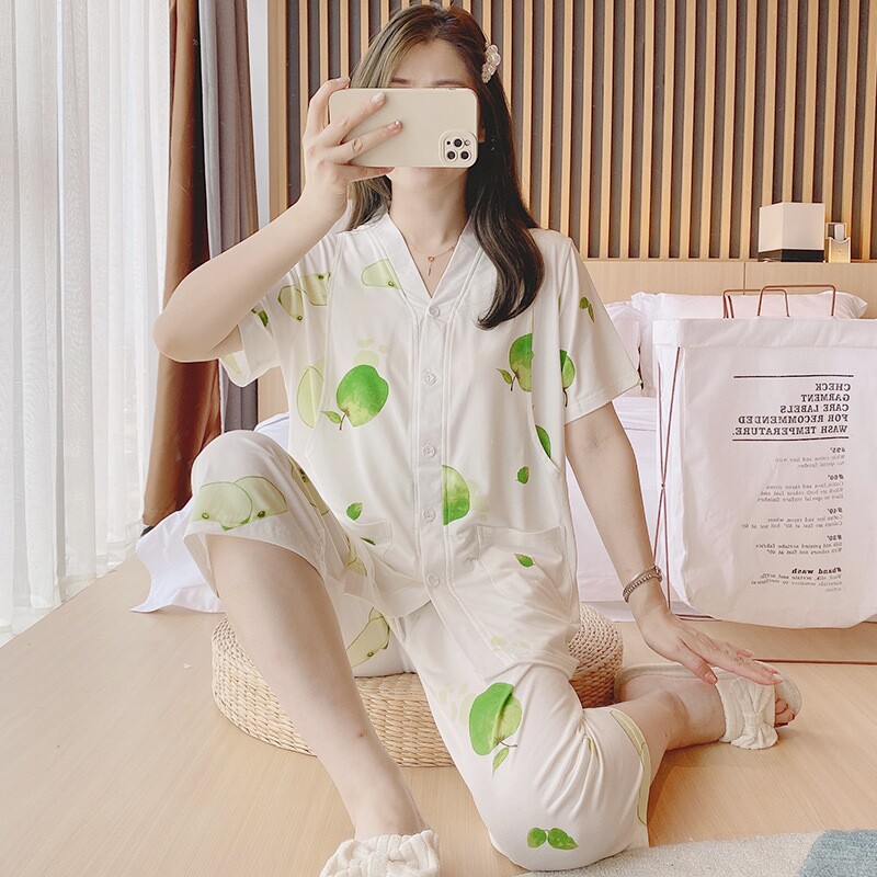 水果系列月子服短袖+七分裤孕妇孕期产后哺乳可外穿家居睡衣套装