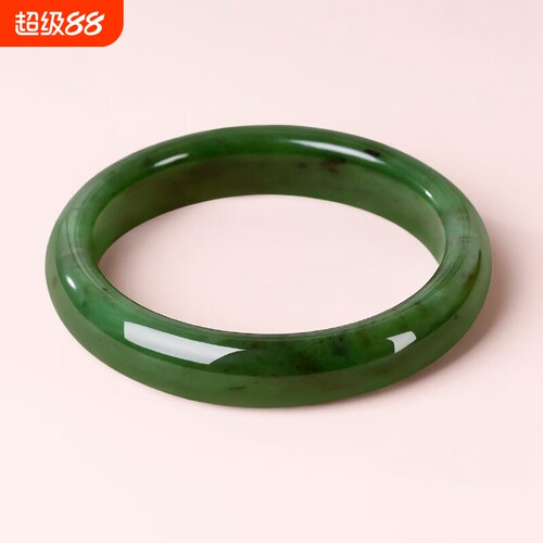 正品和田碧玉俄碧手镯老坑料镯子女款玉镯真玉石送女友妈妈带证书