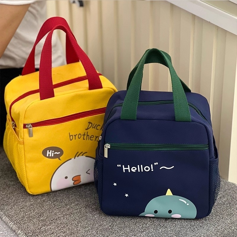 帆布可爱卡通保温大容量幼儿园学生手提包饭盒包便当袋妈咪包