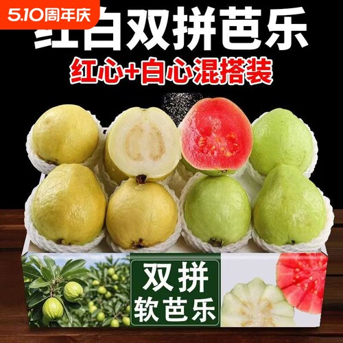 鲜果芭乐香软黄金芭乐果甜糯番石榴白心冰淇淋奶油双拼软糯红心
