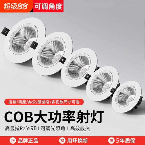 射灯LED天花灯家用嵌入式服装店cob筒灯背景墙孔灯商用聚光牛眼灯