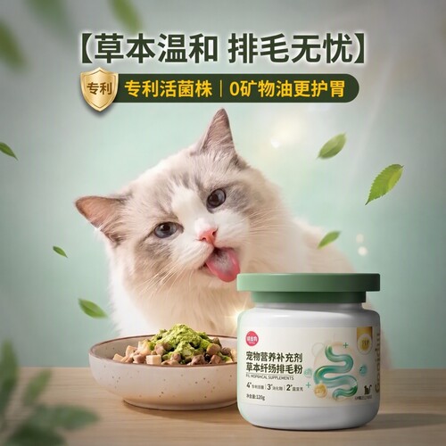 草本排毛粉猫咪化毛膏强力排毛球温和不伤肠胃调理肠道专用营养