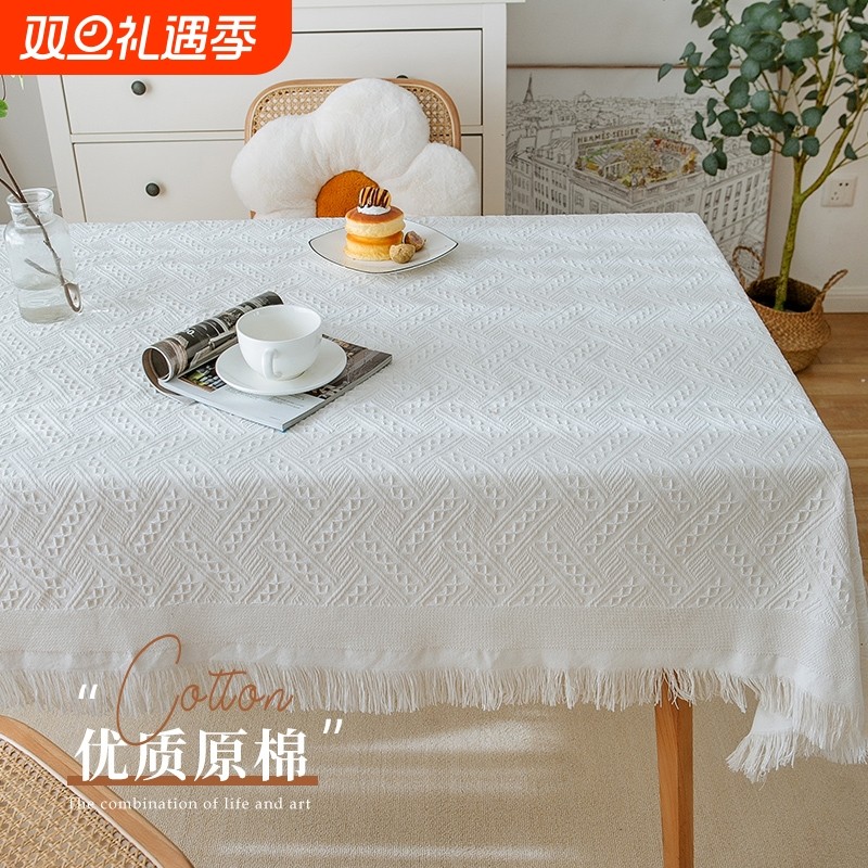 棉麻椭圆形桌布免洗防油防水布料