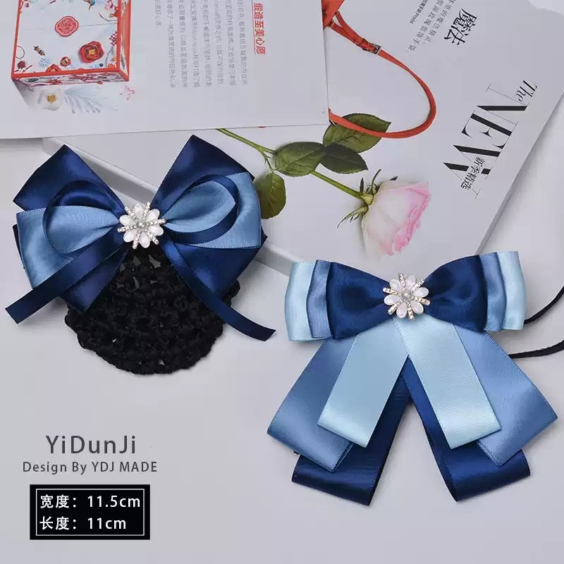 职业头花女领花套装韩版发饰大蝴蝶结护士发夹电信空姐酒店盘发兜