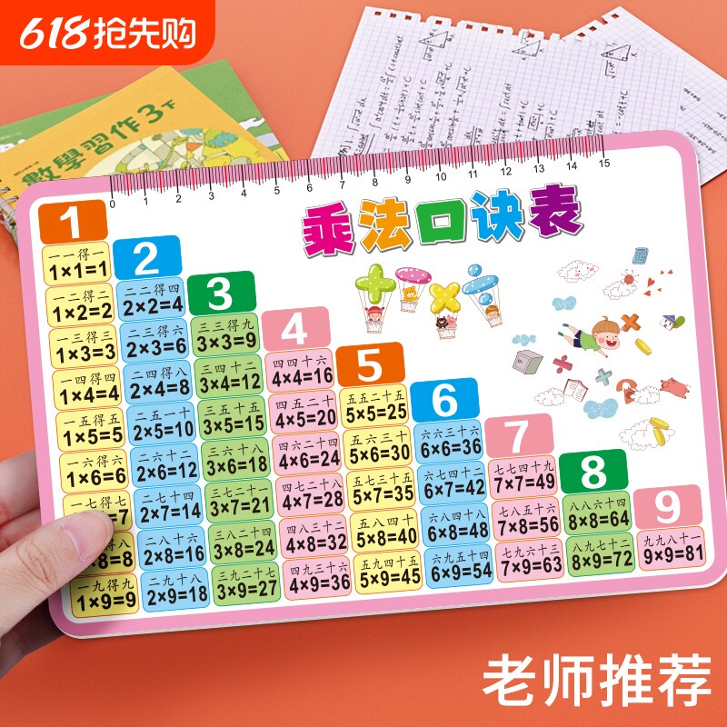 99小学九九乘法口诀表卡片一二年级上下册字识字表挂图拼音学习
