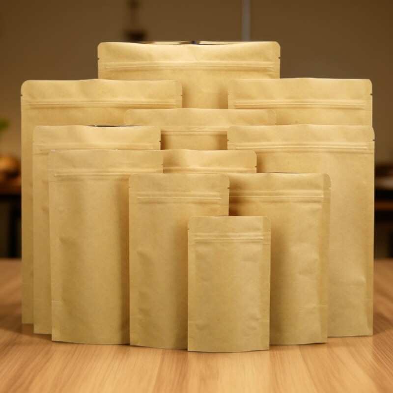 茶叶包装袋牛皮纸密封袋铝箔防潮袋坚果杂粮收纳袋零食礼品袋自封