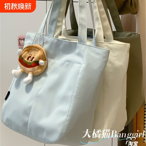 帆布包猫日系ins简约休闲女大容量托特包学生通勤补课单肩包手提
