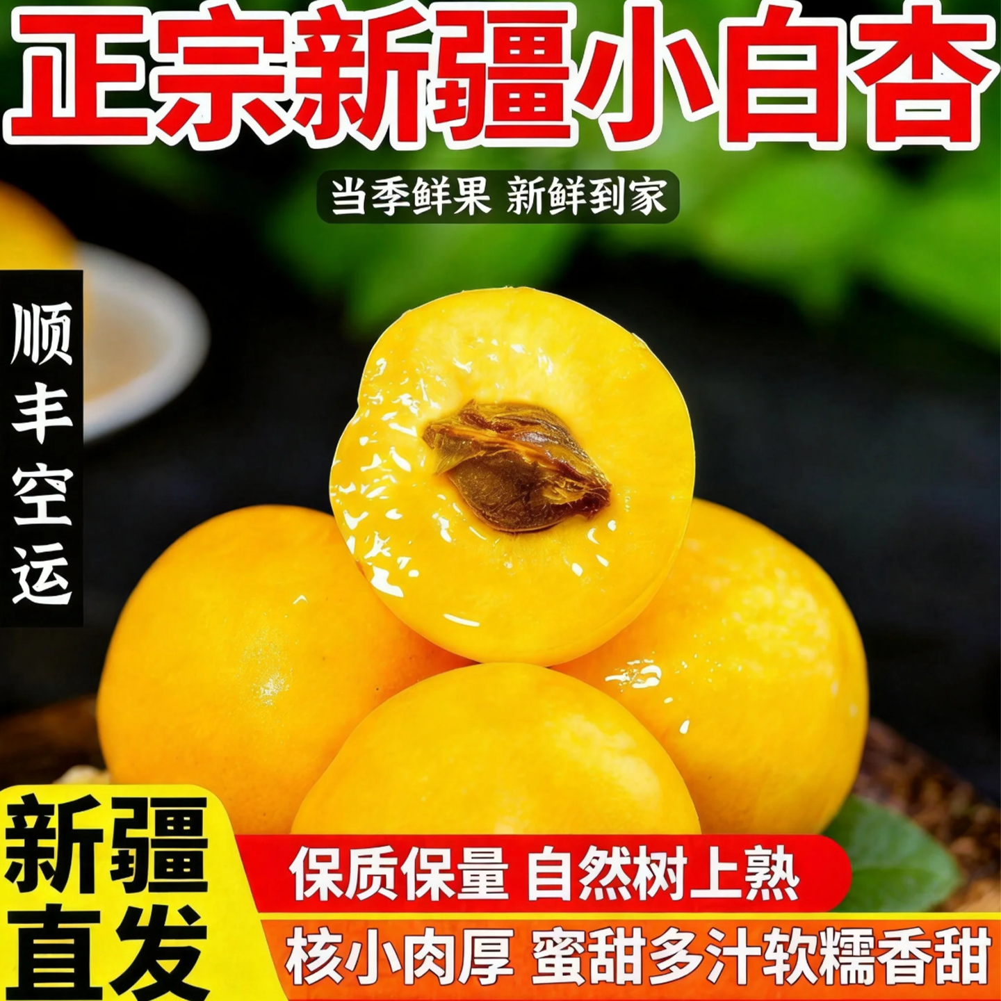 新疆轮台小白杏新鲜水果库车杏子当季甜杏子精选整箱顺丰空运包邮