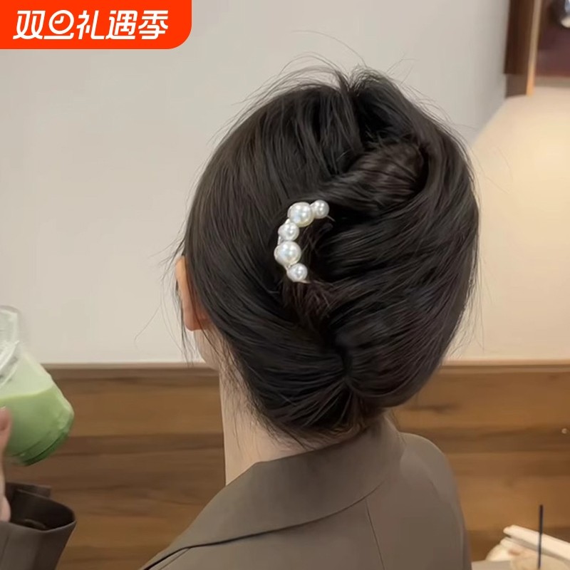 新中式珍珠u型簪发簪日常通勤簪子气质发钗盘发夹神器头饰发饰女