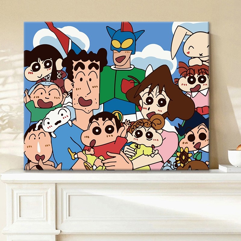 数字油画diy卡通动漫手绘填色油彩画蜡笔小新手工填充减压装饰画