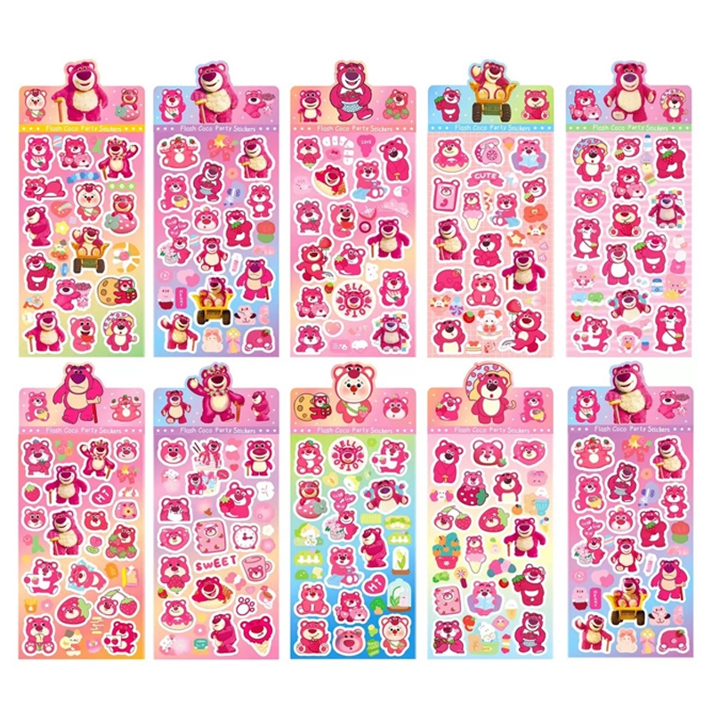 新款草莓熊镭射贴纸创意卡通可爱装饰手账贴画小学生儿童玩具奖品