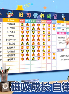 磁吸儿童成长自律表宝宝奖励墙贴