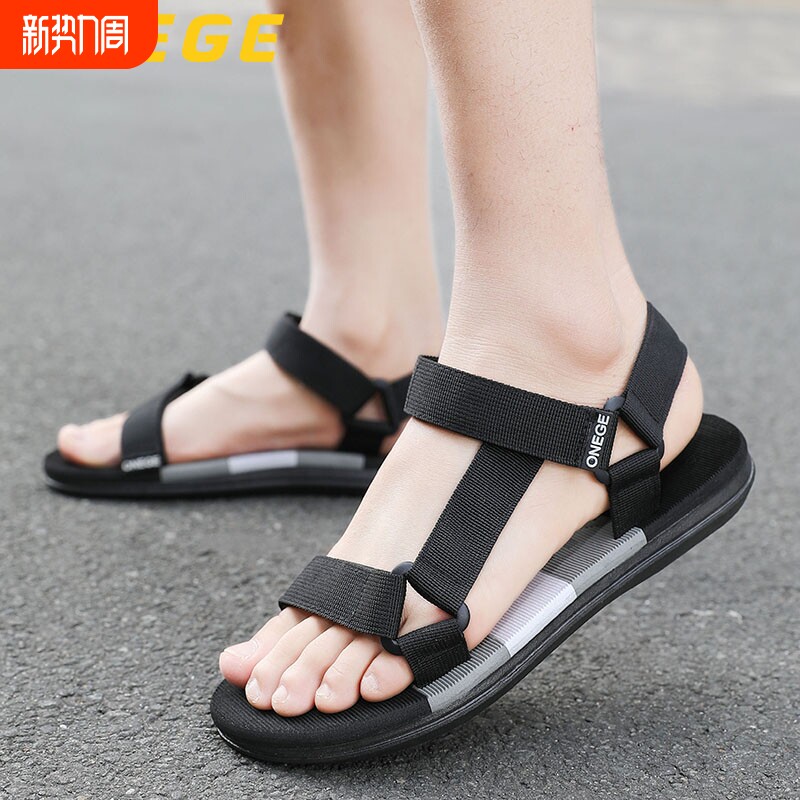 ONEGE新款情侣凉鞋男款夏季时尚韩版百搭休闲学生拖鞋防滑沙滩鞋