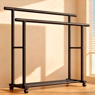 晾衣架落地家用室内挂衣架阳台简易可移动晾晒杆卧室置物衣帽架子