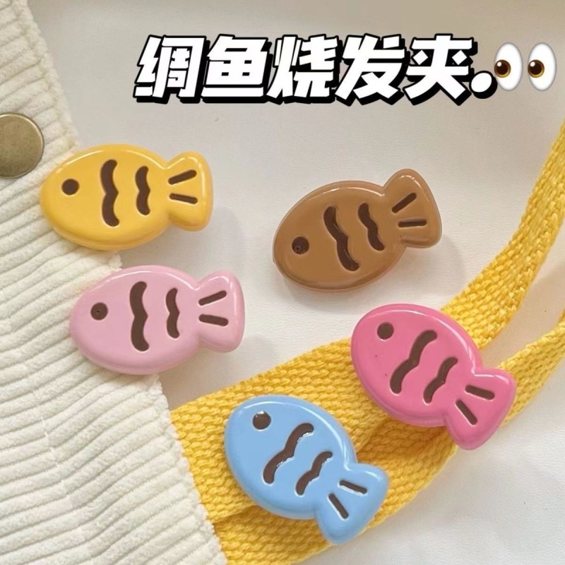 可爱糖果色绸鱼烧发夹ins甜美少女心小鱼刘海夹日韩百搭卡通边夹
