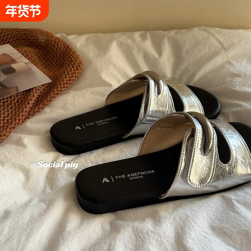 genfecor 软底拖鞋女外穿夏平底仙女风配裙子防滑一字拖凉拖鞋,女鞋,一字拖,淘宝优惠券,粉丝福利购,淘宝优惠卷