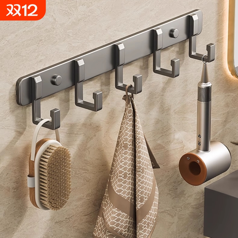 无痕挂钩免打孔强力承重厨房门后粘钩挂衣架书包帽子衣服收纳一排