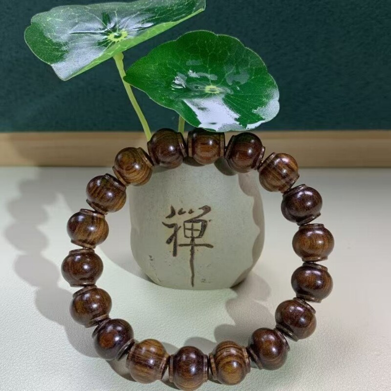 纯天然海南黄花梨手串油梨佛珠老料文玩海黄老型男女手链虎皮单圈