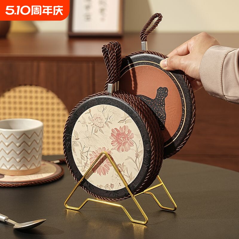 中古风陶瓷餐垫隔热垫轻奢高级感防烫桌垫耐高温菜盘碗碟垫砂锅垫