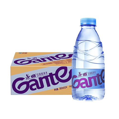 景田饮用纯净水360ml*24瓶纸箱整箱包邮会议小瓶装水非矿泉水