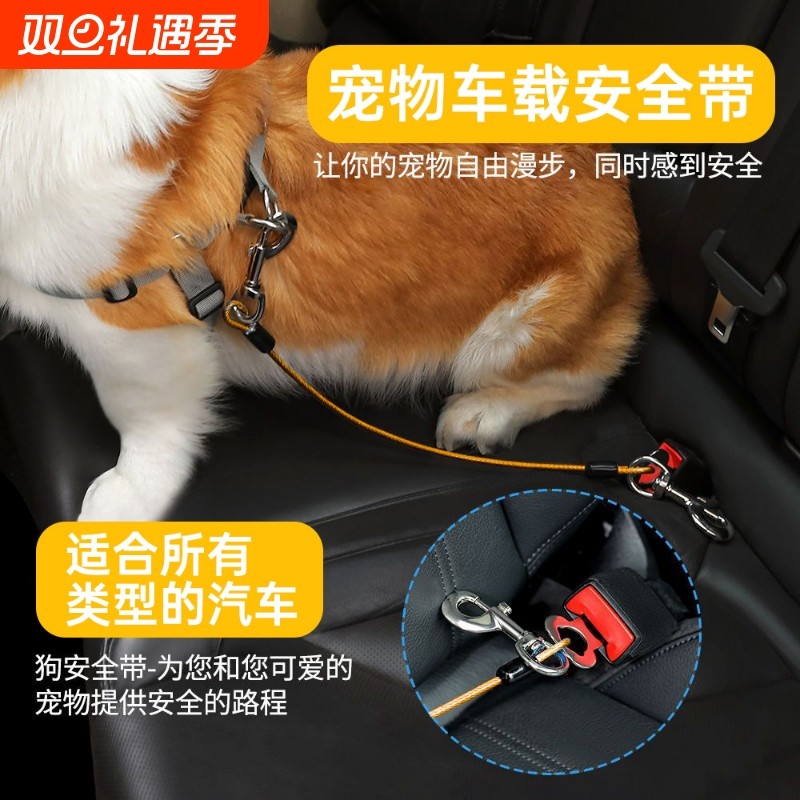 宠物车载安全带防咬钢丝绳狗链猫狗出行车载牵引绳汽车固定安全扣