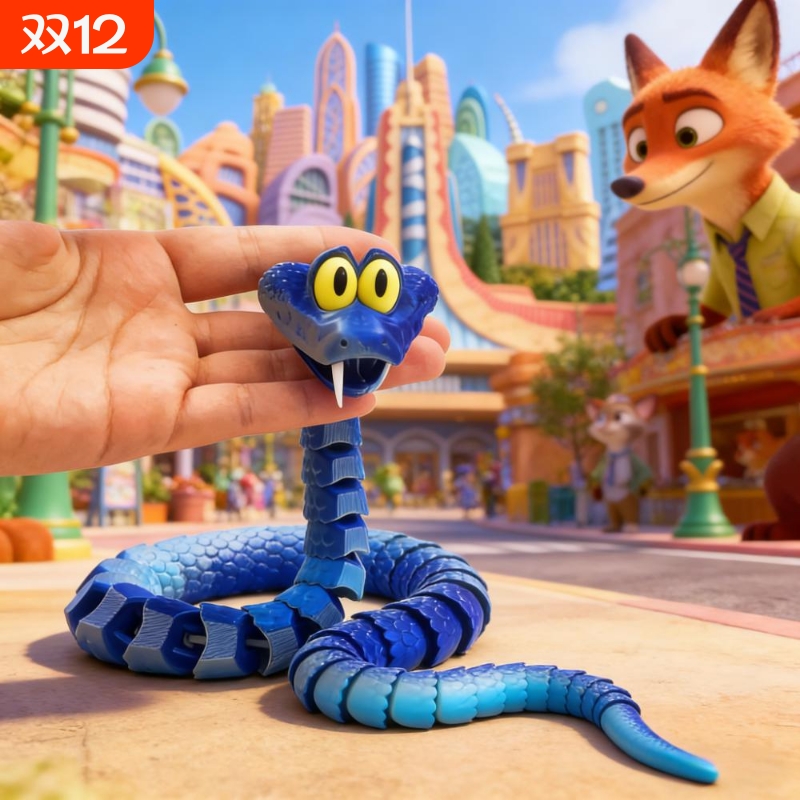 3d打印疯狂动物城盖瑞蛇可爱模型关节可活动玩具造景装饰摆件礼物