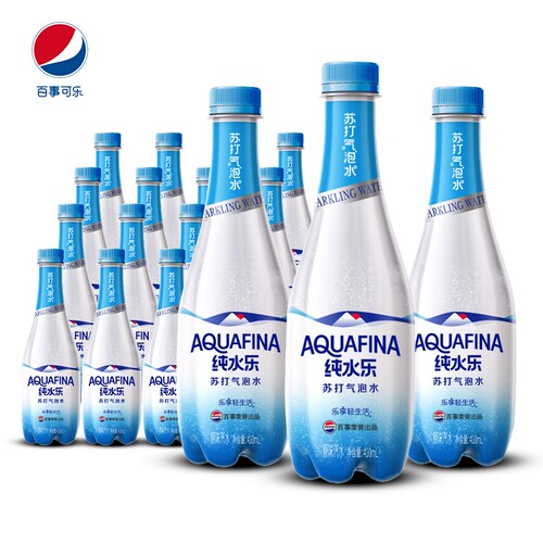 百事可乐纯水乐苏打气泡水410ml*24瓶整箱0糖0脂0卡商饮料咖啡