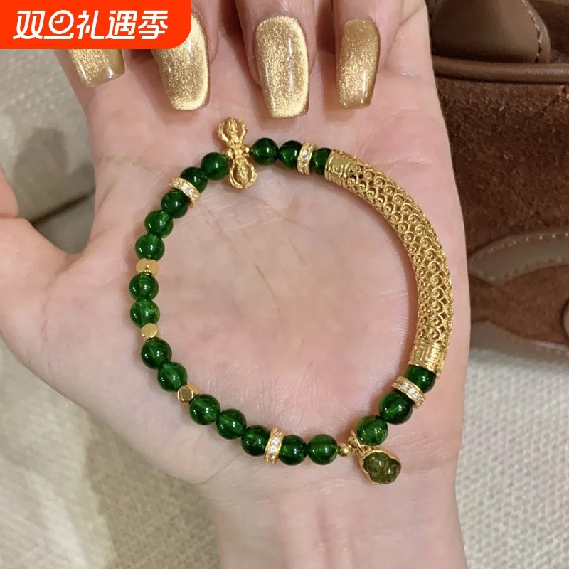 新中式金色金刚杵葫芦串珠手链复古宫廷风轻奢高级感百搭手饰